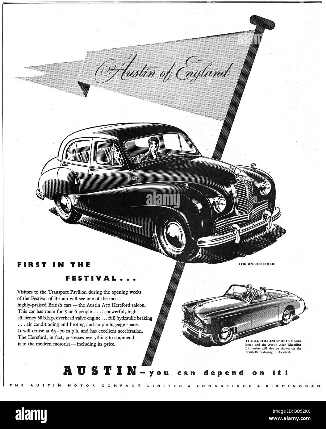 Austin Auto Anzeige von 1951 Stockfoto