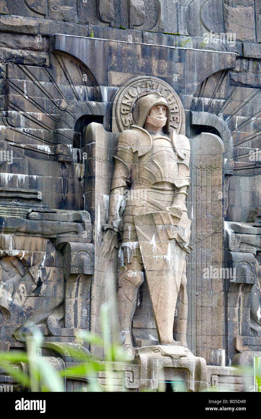 Heiliger Michael, Voelkerschlachtdenkmal Schlacht der Nationen Denkmal, Leipzig, Sachsen, Deutschland, Europa Stockfoto