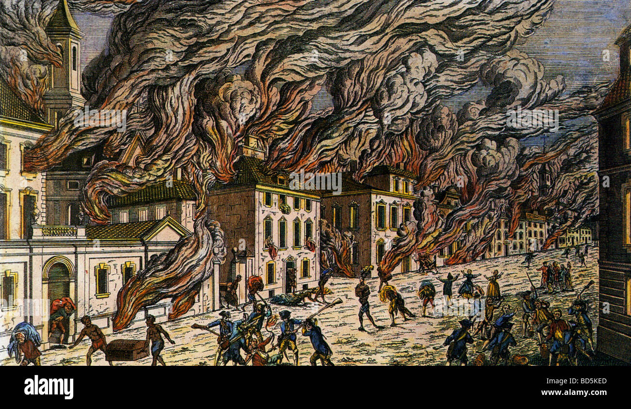 NEW YORK ist in Brand gesetzt, den Briten die Verwendung der Stadt als Winterquartier im September 1776 zu verweigern Stockfoto