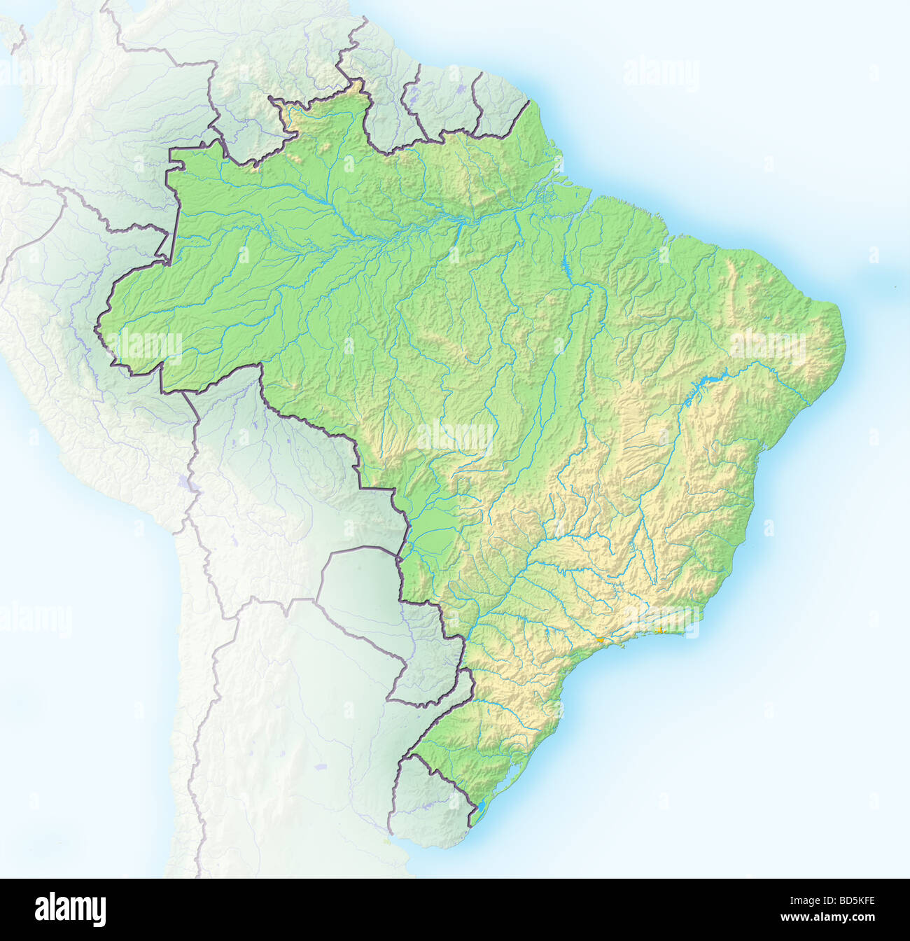 Brasilien, schattierte Reliefkarte. Stockfoto