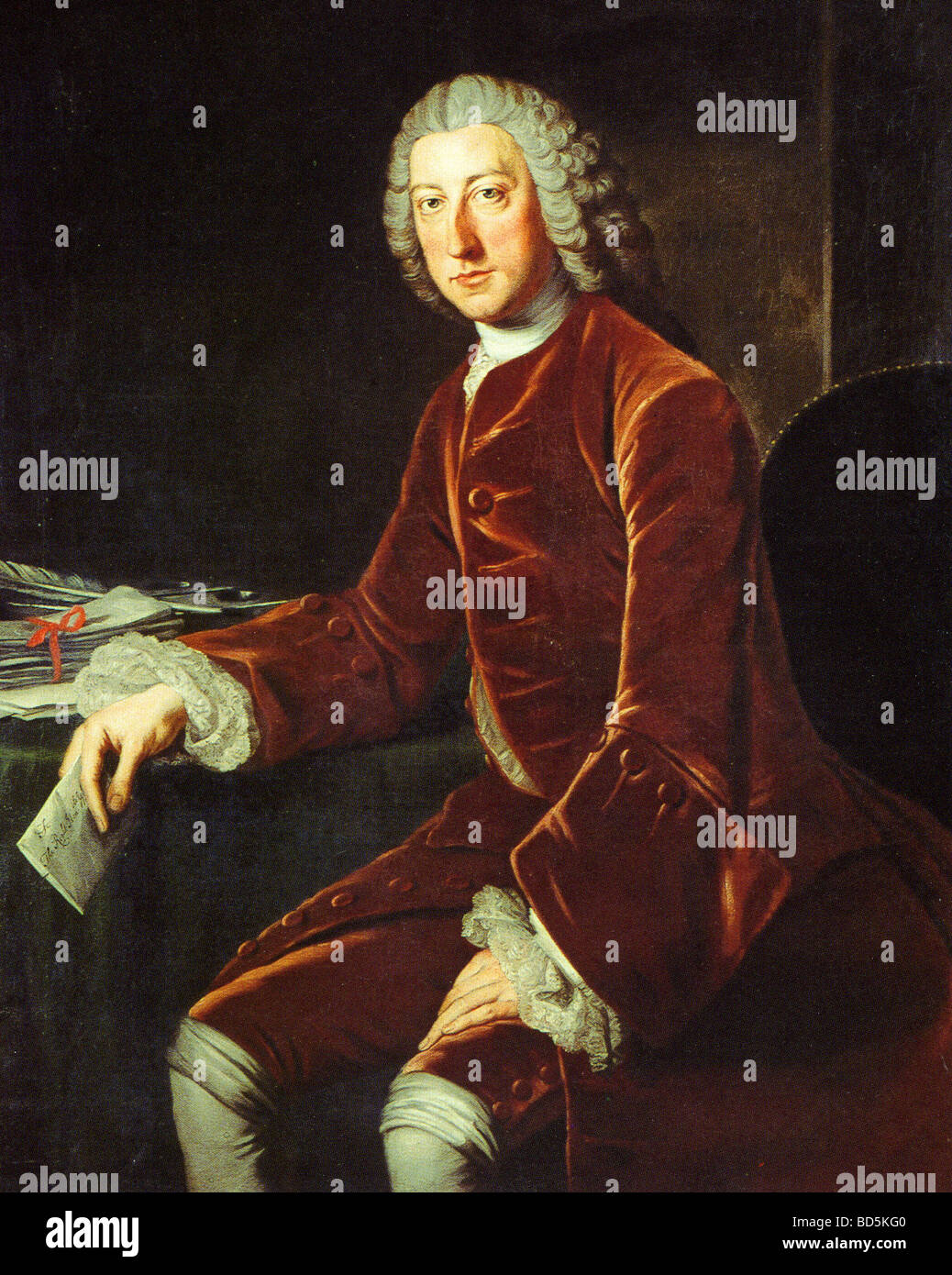 WILLIAM PITT, Ist Earl of Chatham - britische Whig Staatsmann aka William Pitt dem älteren in einem Stich aus dem 18. Jahrhundert Stockfoto
