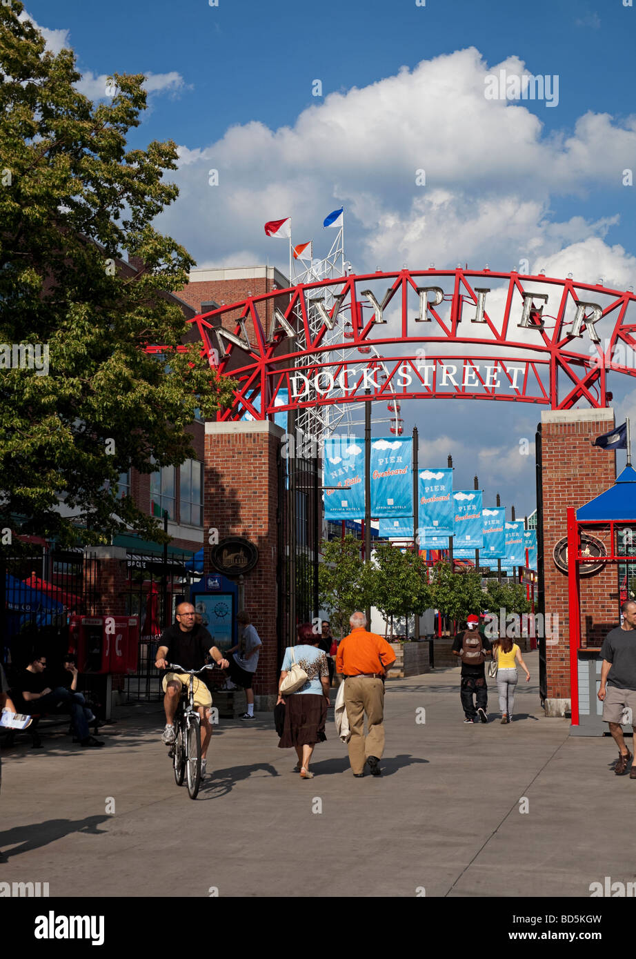 Navy Pier Eingang, Chicago, Illinois, USA Stockfoto