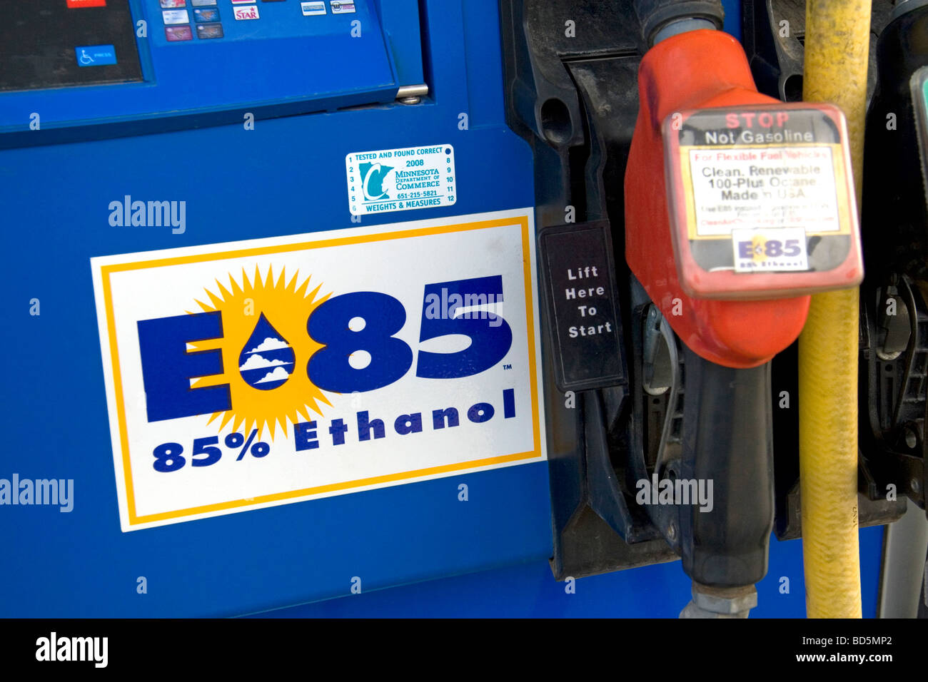85 Ethanol-Kraftstoff-Pumpe in Minnesota, USA Stockfoto