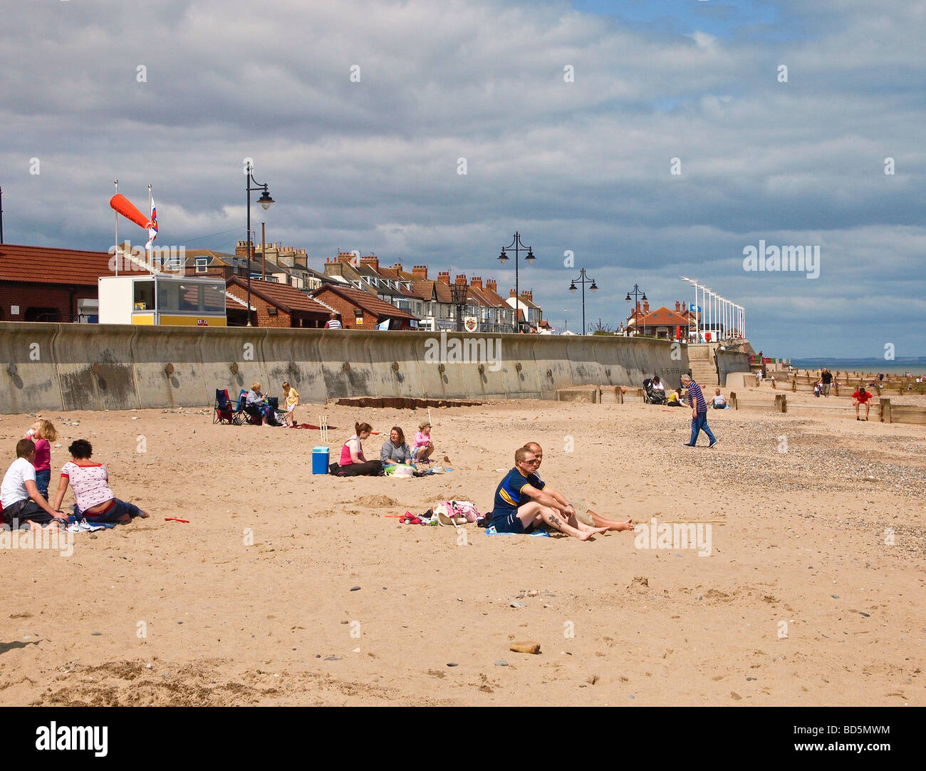 Strand-Szene am Hornsea Yorkshire UK Stockfoto