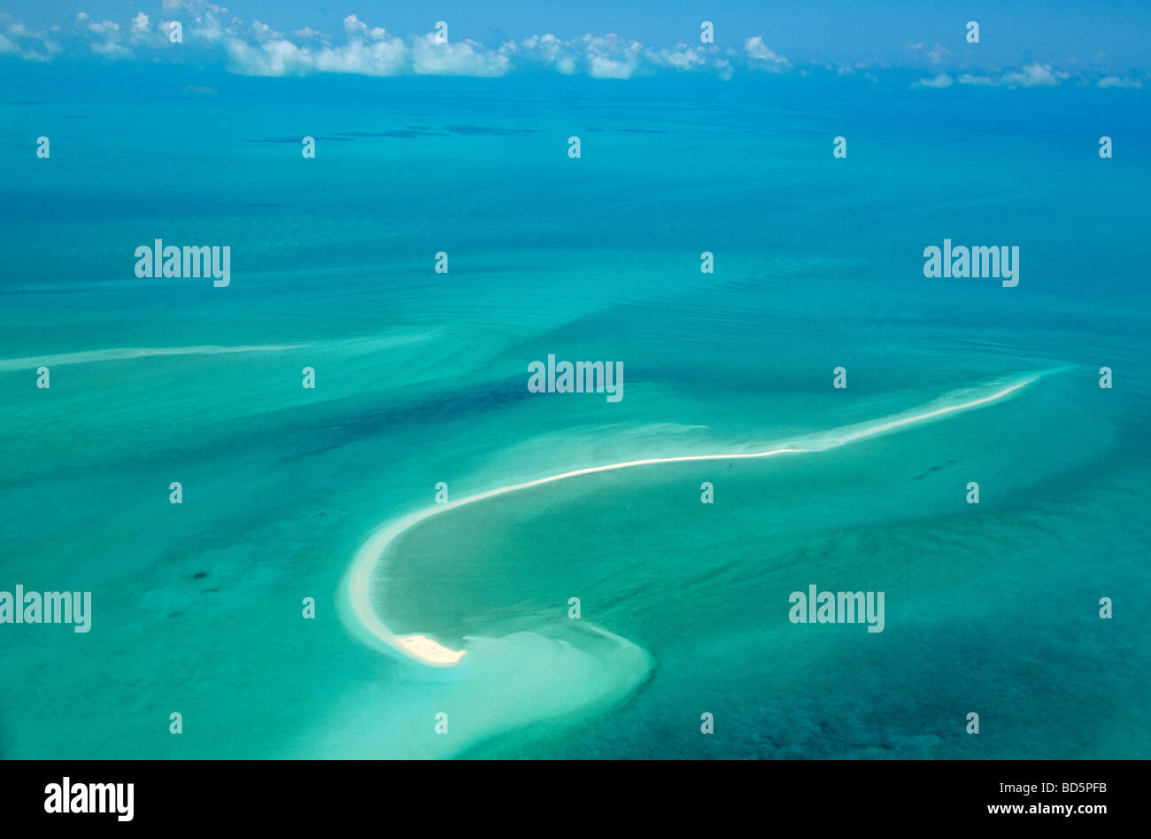 Sandbank in flachen Meeren von Grand Bahama Bank Luftbild nördlich von Exuma in die Bahama Inseln BEAN AL Pix 0114 Stockfoto