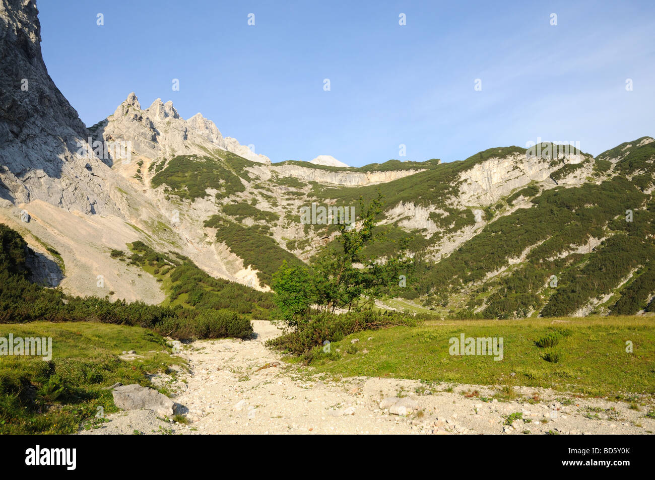 Alpine Landschaft in den deutschen Alpen. Reintal, Deutschland Stockfoto