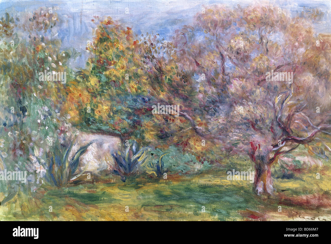 Finea Rts, Renoir, Auguste (1841-1919), Malerei, "live Garten", Museum Folkwang, Essen, Impressionismus, Pflanzen, Baum, Franken Stockfoto
