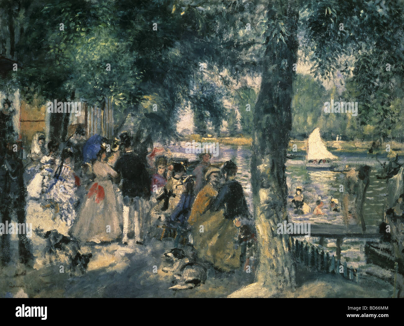 Bildende Kunst, Renoir, Auguste (1841-1919), Malerei, "La Grenouillère", Öl auf Leinwand, 1869, Puschkin-Museum, Moskau, Fisch Stockfoto