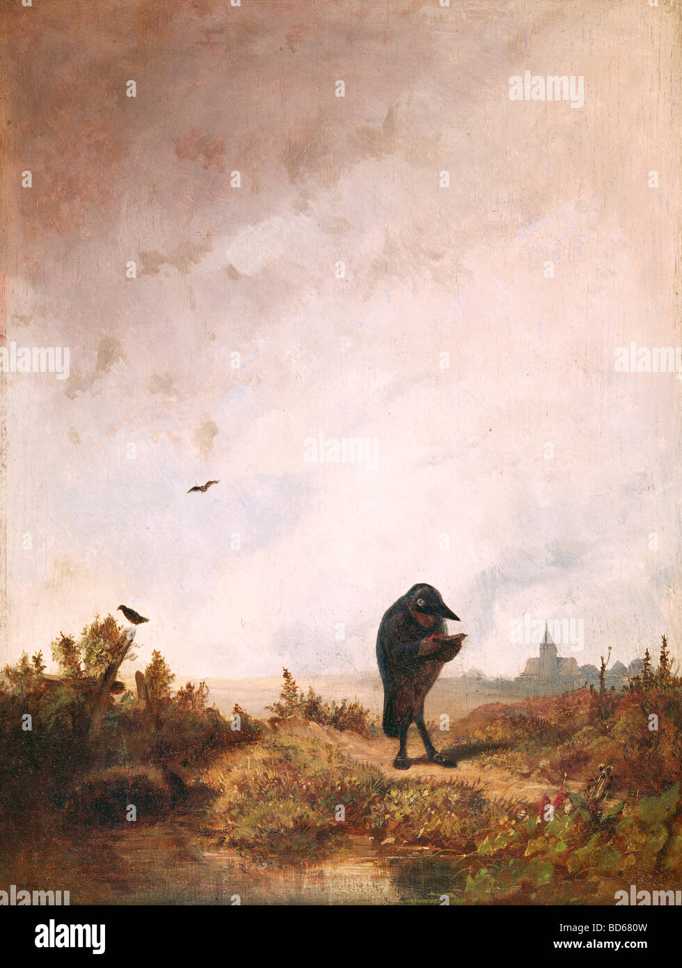 Bildende Kunst, Spitzweg, Carl (1808 – 1885), Malerei, Öl auf Holz, 27 x 36 cm, ca. 1840, Haus der Kunst München, Karl, Deutsch, Stockfoto