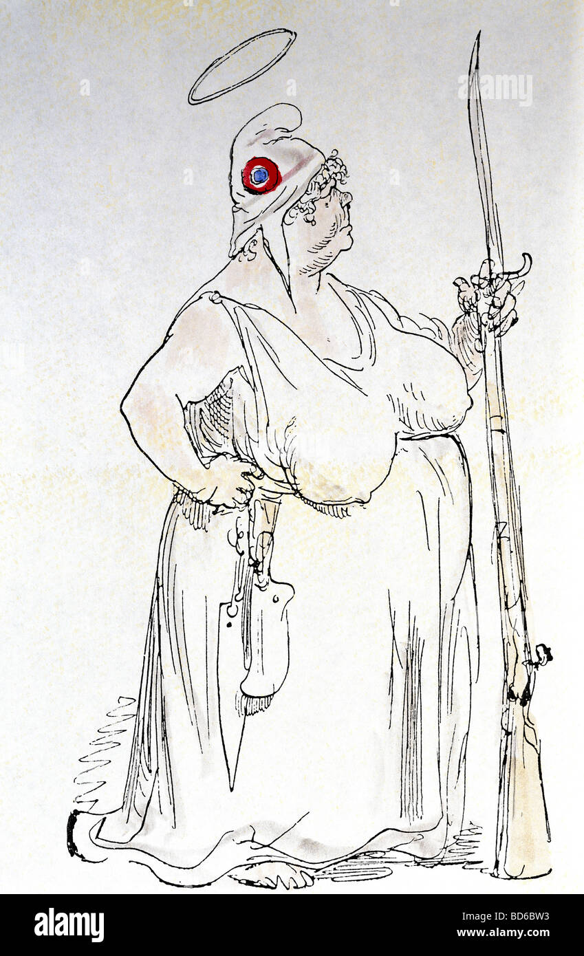 Bildende Kunst, Dore, Gustave, (1832-1883), politische Karikatur, "Die neuen Marianne', farbige Lithographie, 1871, Artist's Urheberrecht nicht geklärt zu werden. Stockfoto