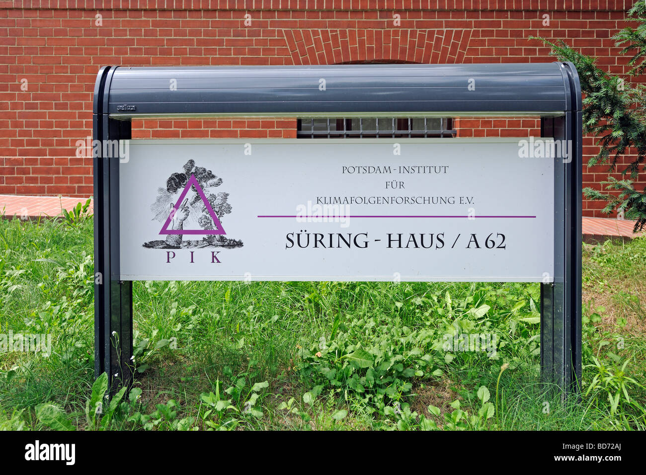 Zeichen des Institute for Climate Impact Research, PIK, Potsdam, Brandenburg, Deutschland, Europa Stockfoto