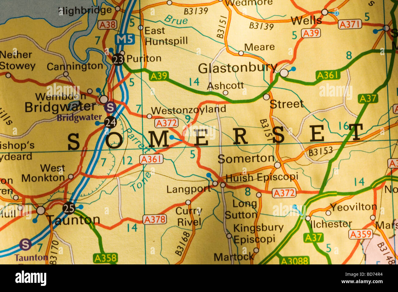 Karte von Somerset UK Stockfoto