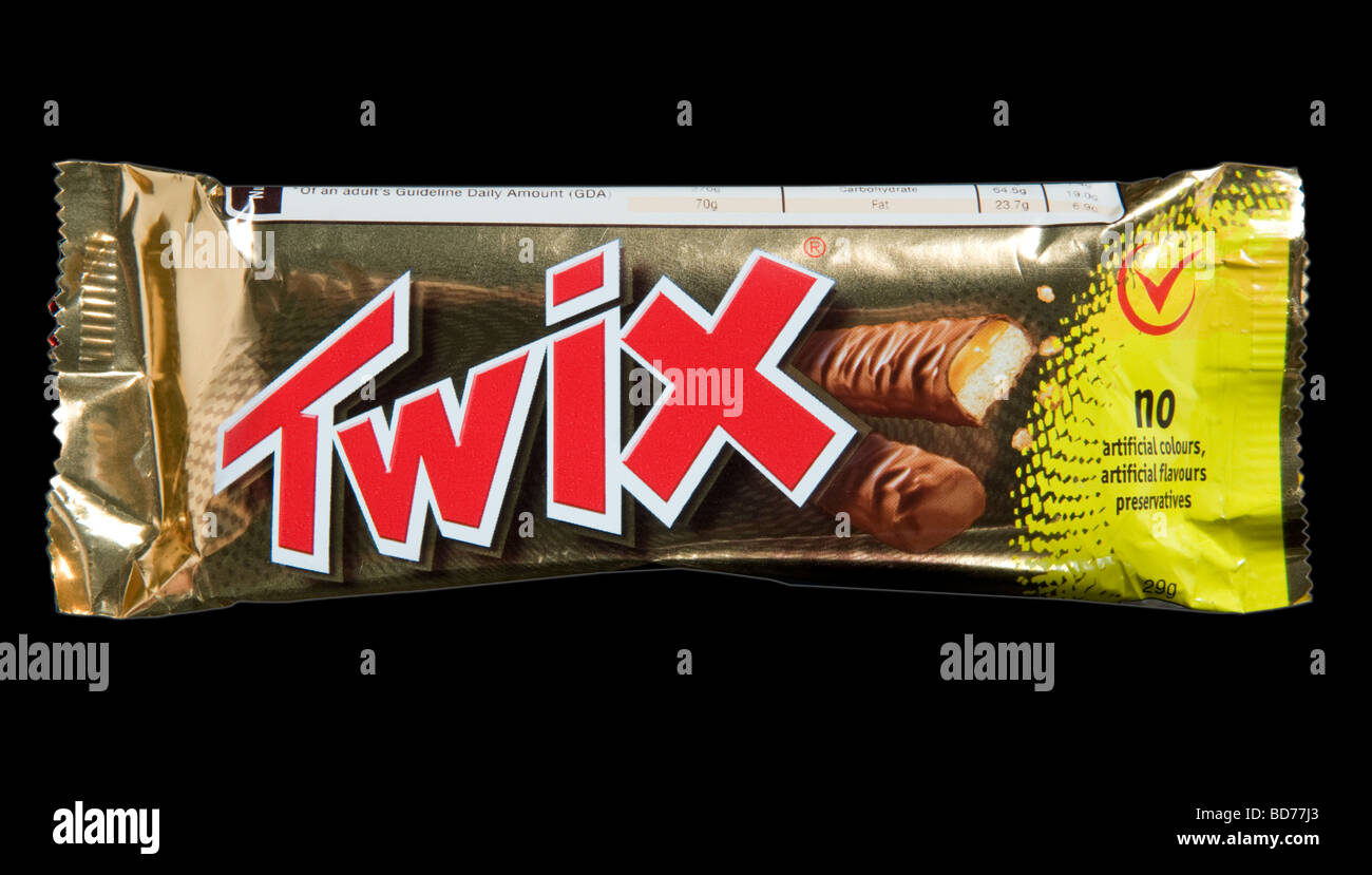 Schokoriegel Twix im Studio gedreht Stockfoto