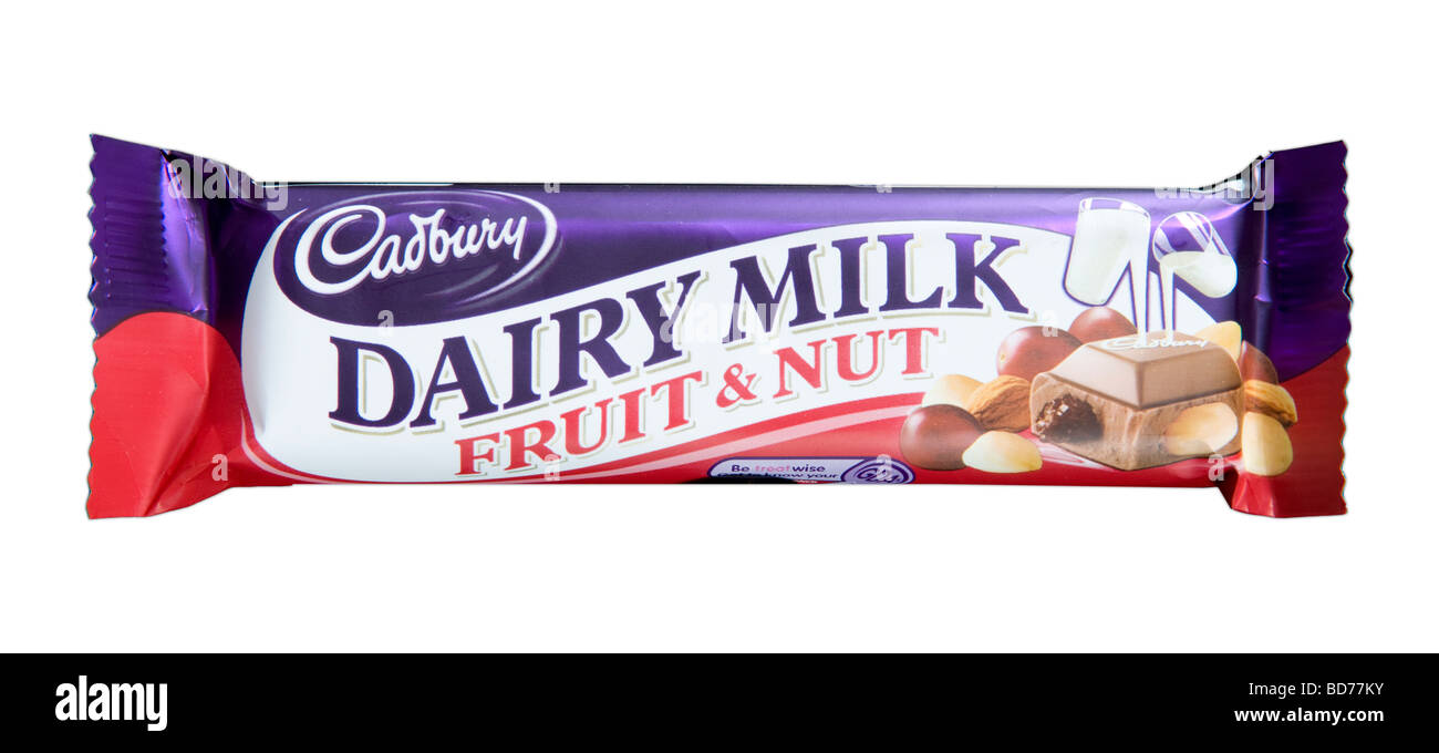 Cadbury Dairy Milk Obst & Mutter Schokoriegel Schuss im Studio Stockfoto