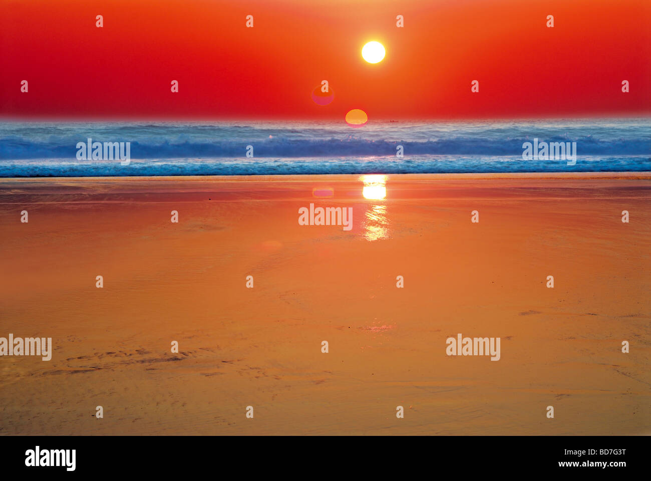 Portugal, Algarve: HDR-Bild von drei Sonnenuntergang Bilder Stockfoto