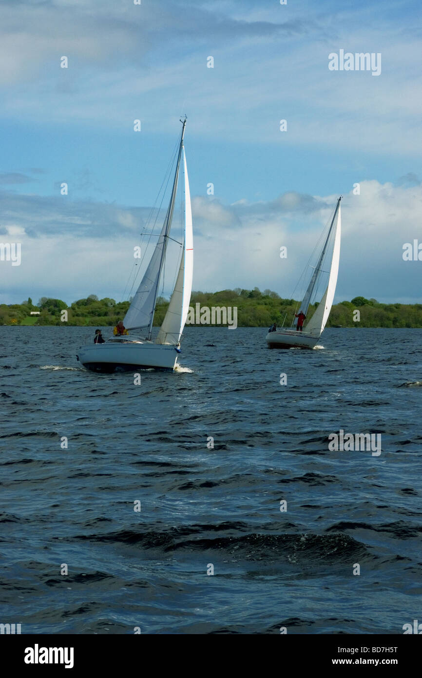 Segelboote auf Lough Ree, Fluss Shannon, Irland Stockfoto