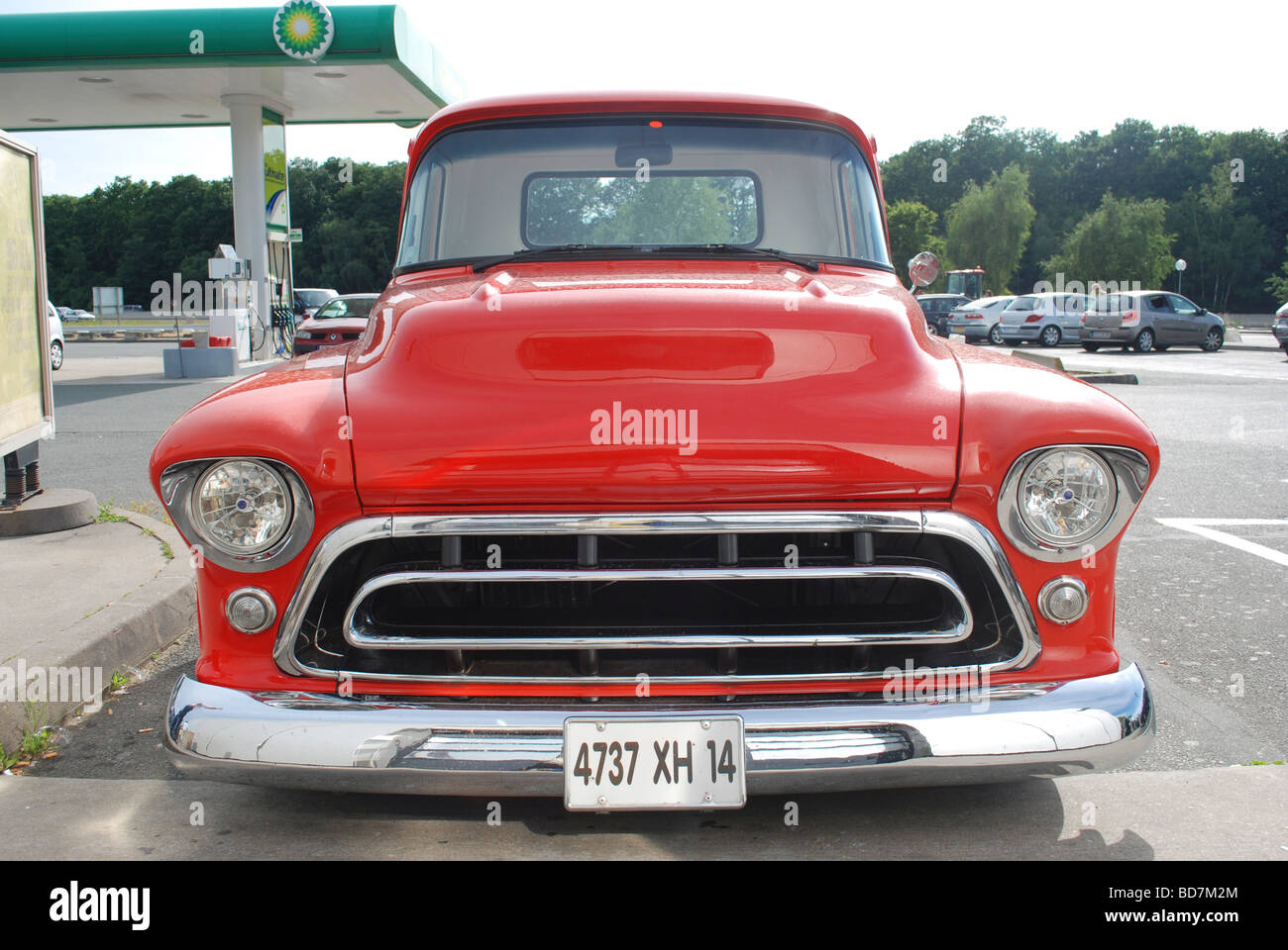 Frankreich Paris rot Vintage LKW abholen Stockfoto