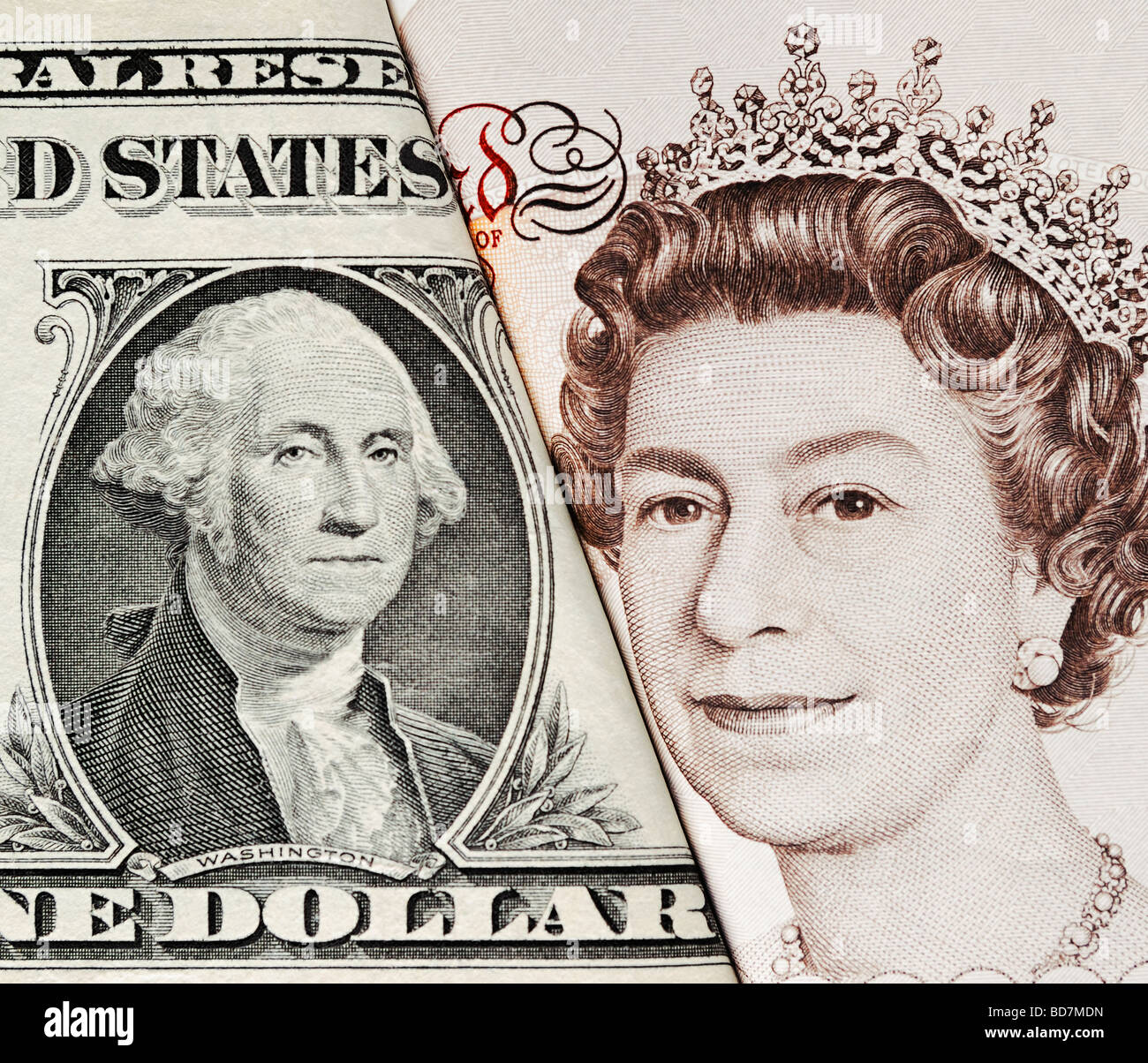 Dollar und Pfund-Währungen von Großbritannien und Amerika hautnah Stockfoto