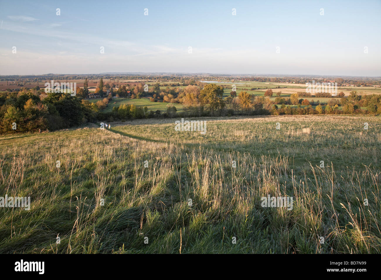 Blick über Dorchester und das Thames Valley aus Wittenham Klumpen Oxfordshire England UK Stockfoto
