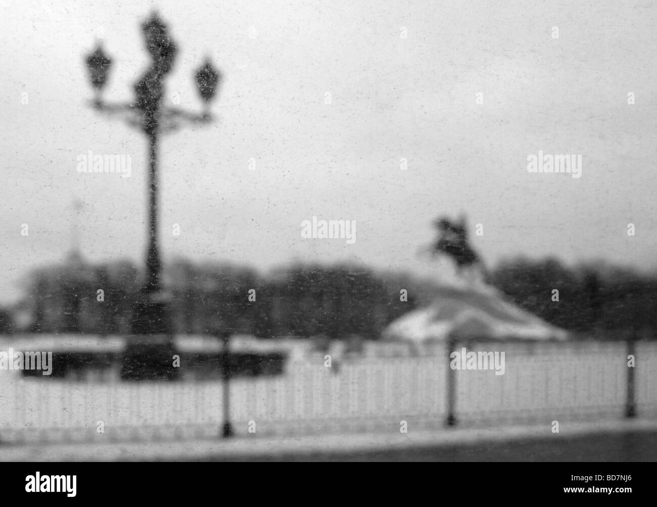 Der eherne Reiter durch das Autofenster, Sankt Petersburg, Russland Stockfoto