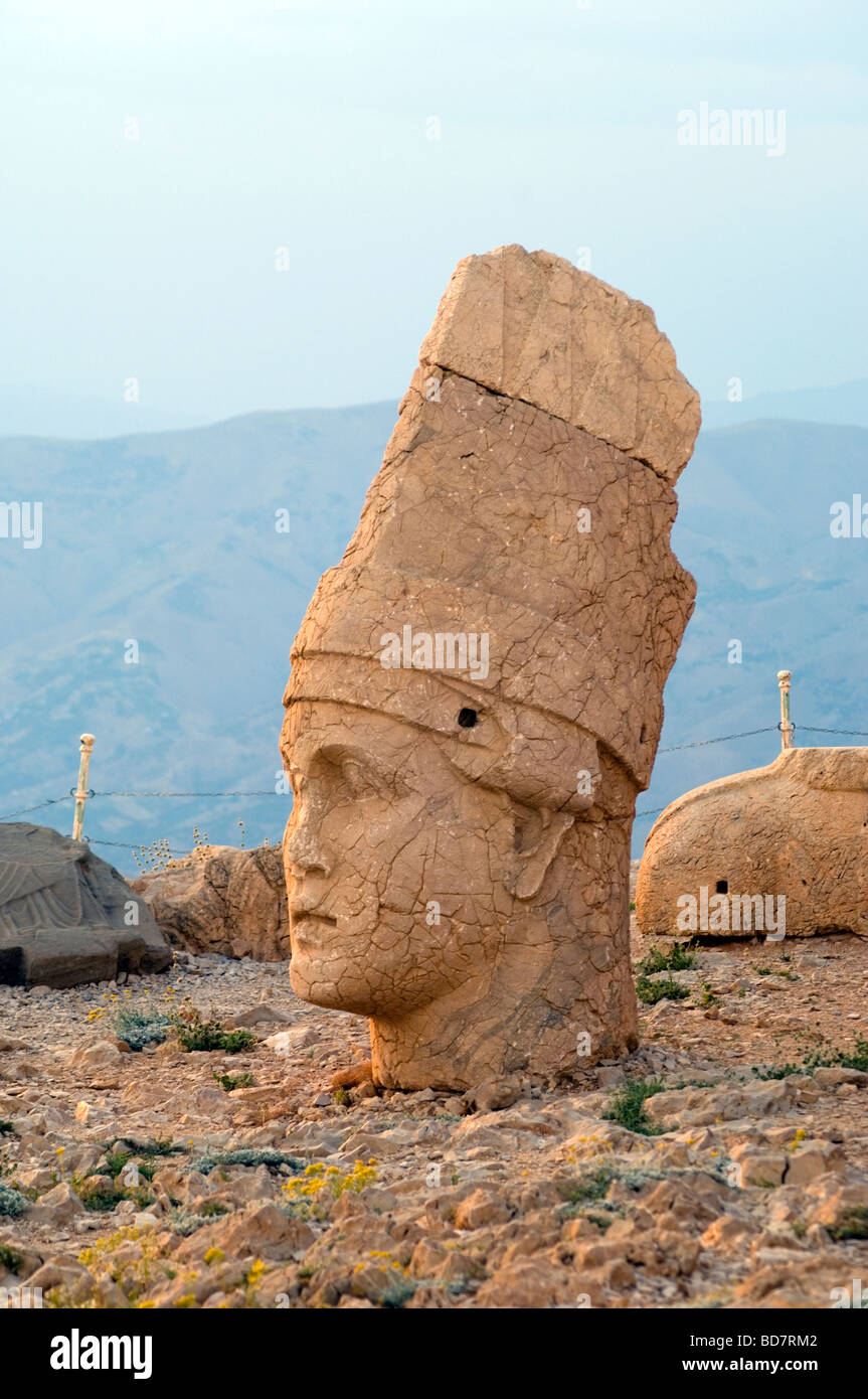 Geschnitzten Kopf am Mount Nemrut Stockfoto