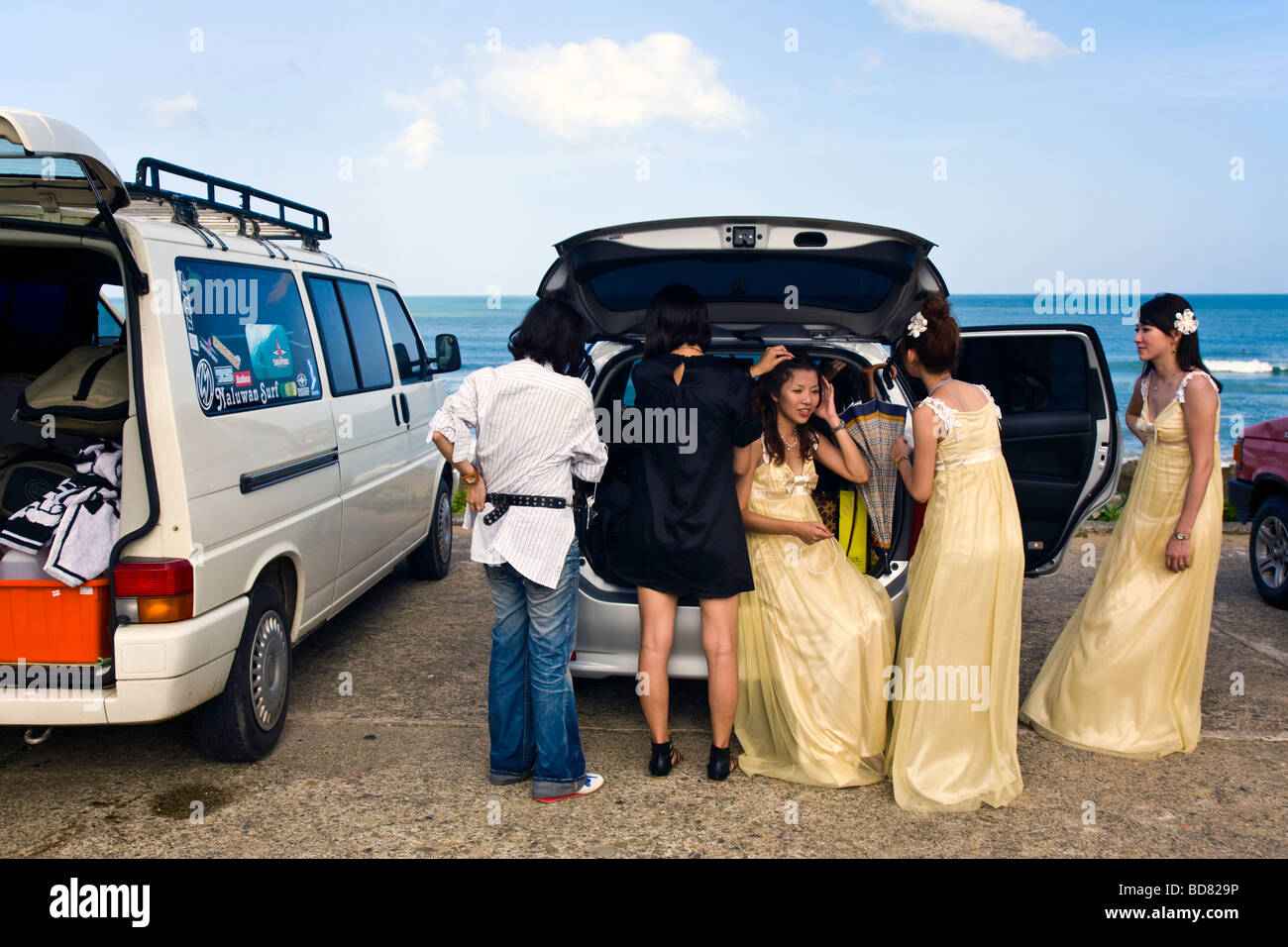 China, Taiwan, Pingtung County, Ostküste, Hochzeitsfotografie. Stockfoto