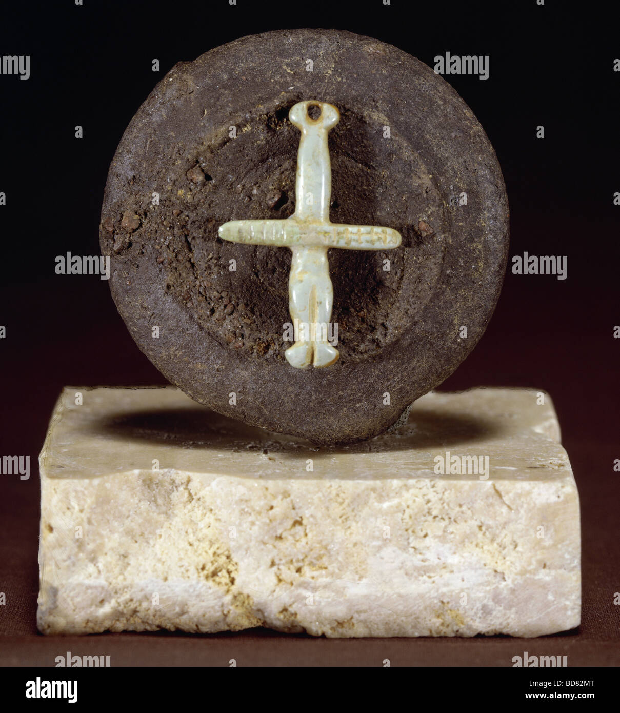 Bildende Kunst, Vorgeschichte, Zypern, Skulptur, Idol, Kreuzes Tag, grün Speckstein, 1. Halbjahr 3. Jahrtausends v. Chr., prähistorische Sammlung, Muinch,, Artist's Urheberrecht nicht gelöscht werden Stockfoto