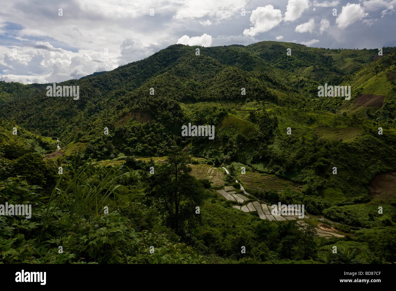Berglandschaft in der Nähe der Grenze zwischen Laos und Vietnam Stockfoto