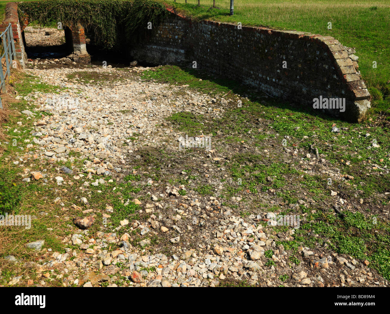 Ausgetrocknet Winterbourne Stream West Sussex England UK Stockfoto