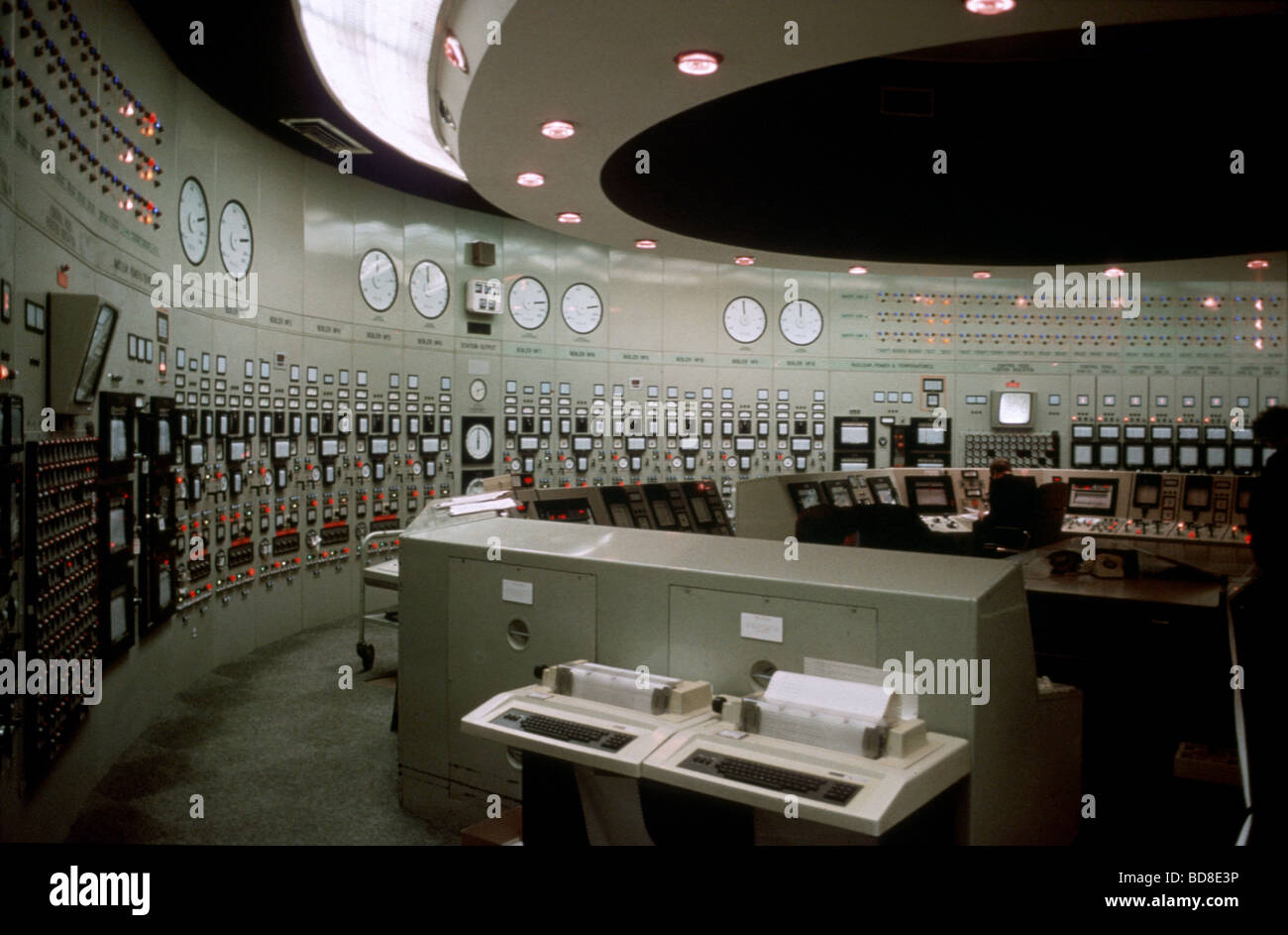 Kontrollraum in Hinkley Point A, Kernkraftwerk somerset England circa 1980 Stockfoto