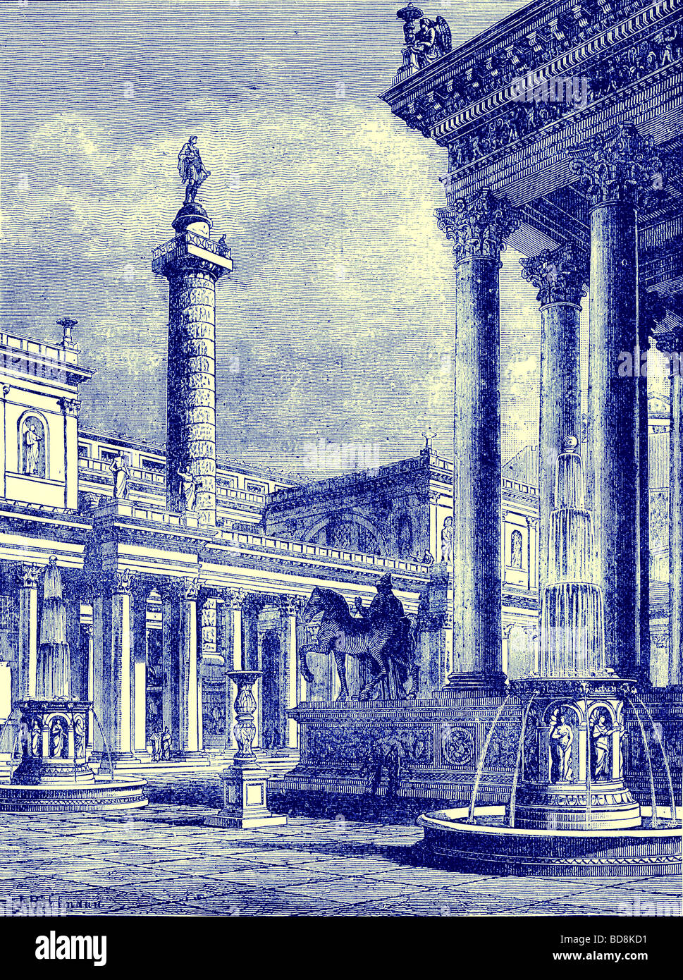 Das Forum und die Spalte von Trajan Illustration von Cassell s Illustrated Universalgeschichte von Edward Ollier 1890 Stockfoto