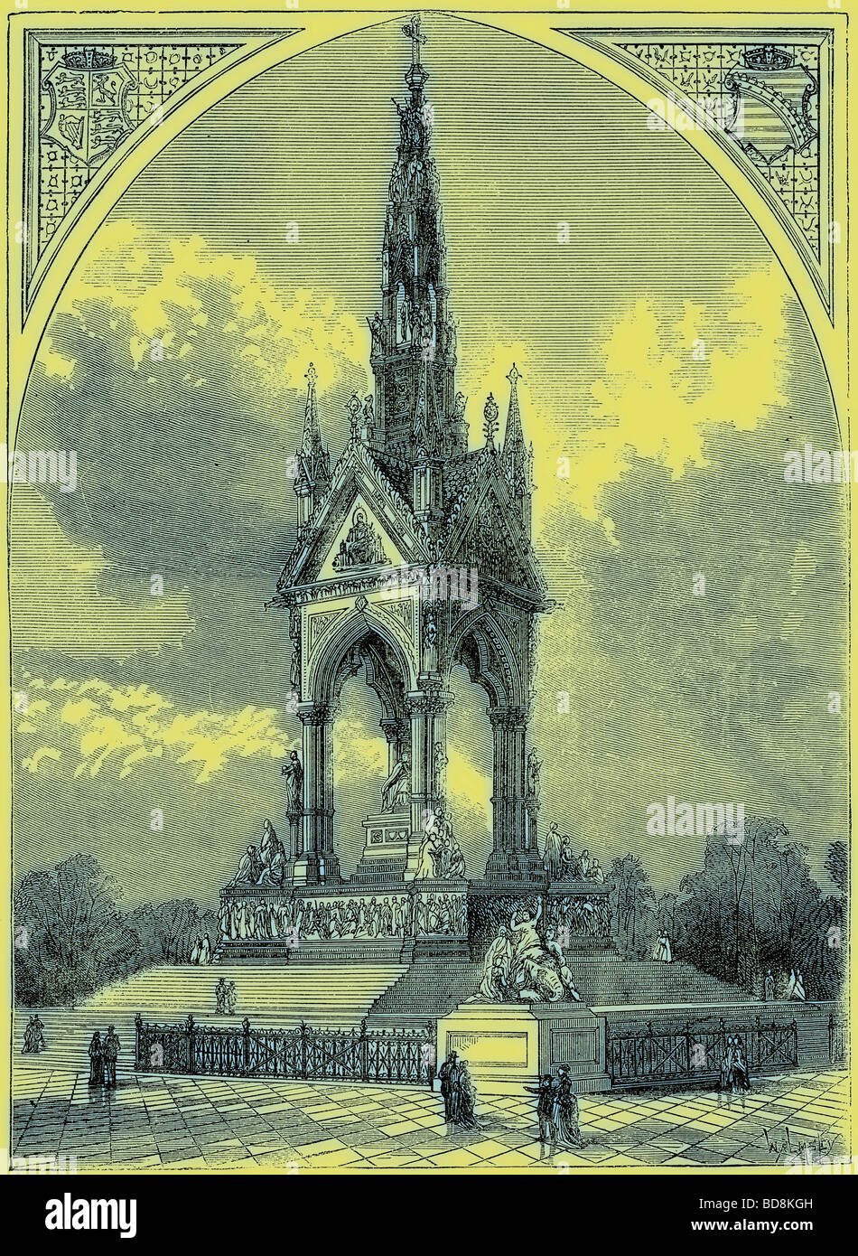Das Albert Memorial-Illustration von Old und New London durch Edward Walford Cassell C 1880 Stockfoto