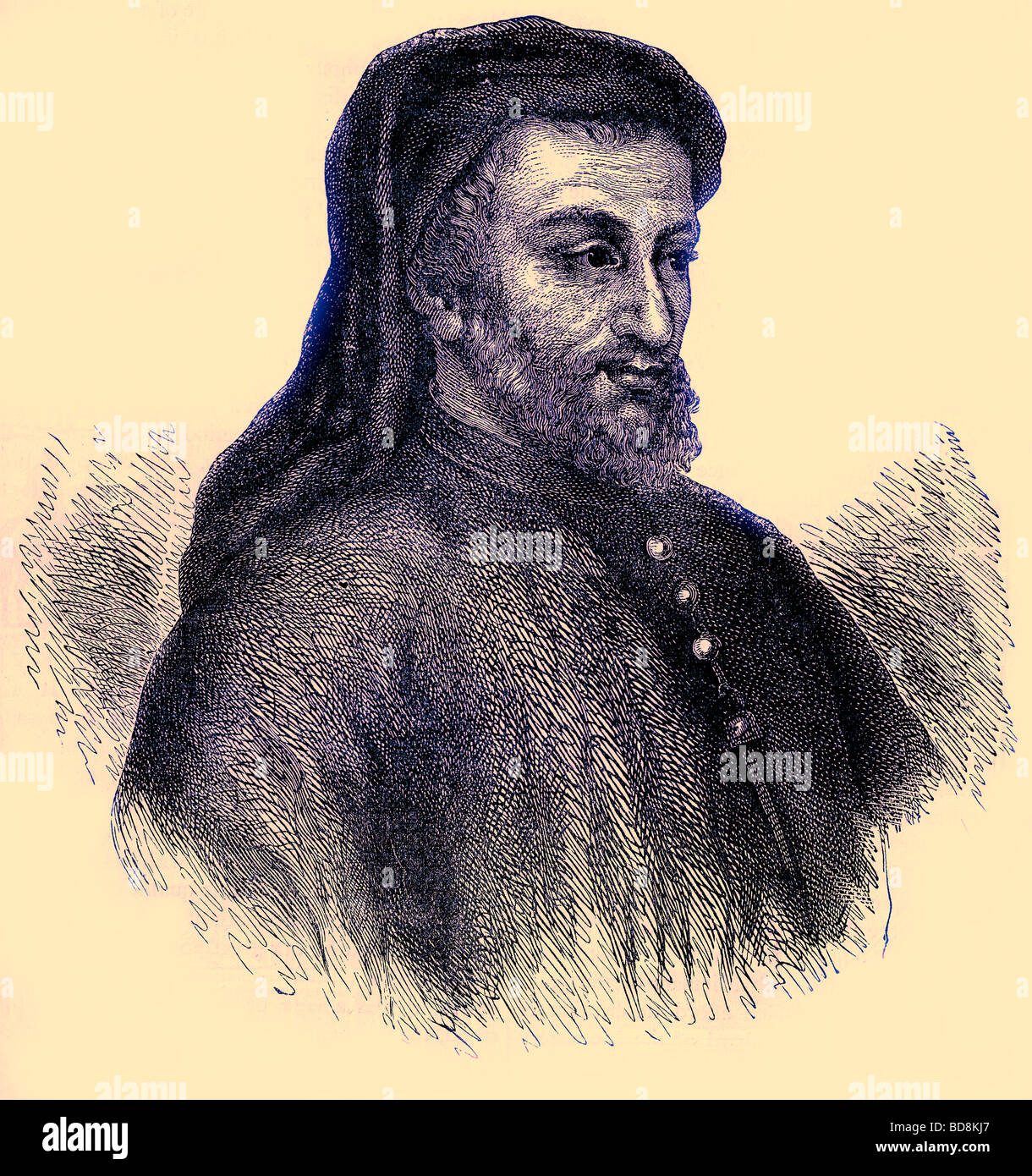 Geoffrey Chaucer Abbildung von Old und New London durch Edward Walford Cassell C 1880 Stockfoto