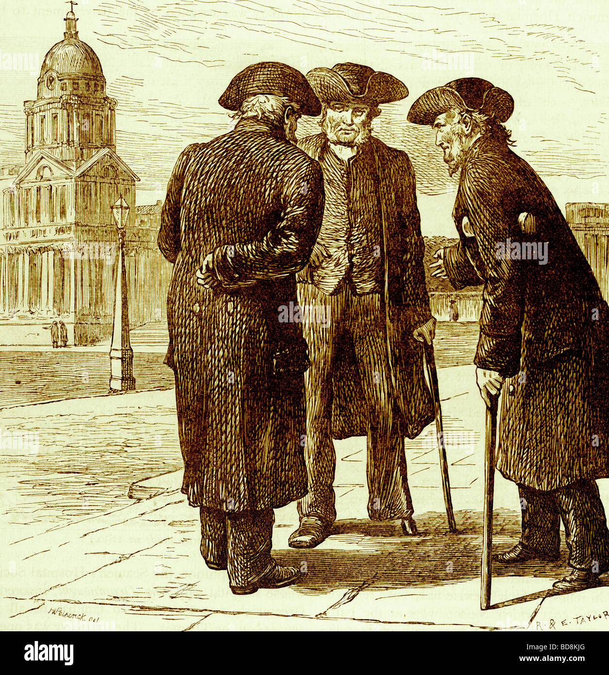 Gruppe von Greenwich Rentner Illustration von Old und New London durch Edward Walford Cassell c 1880 Stockfoto