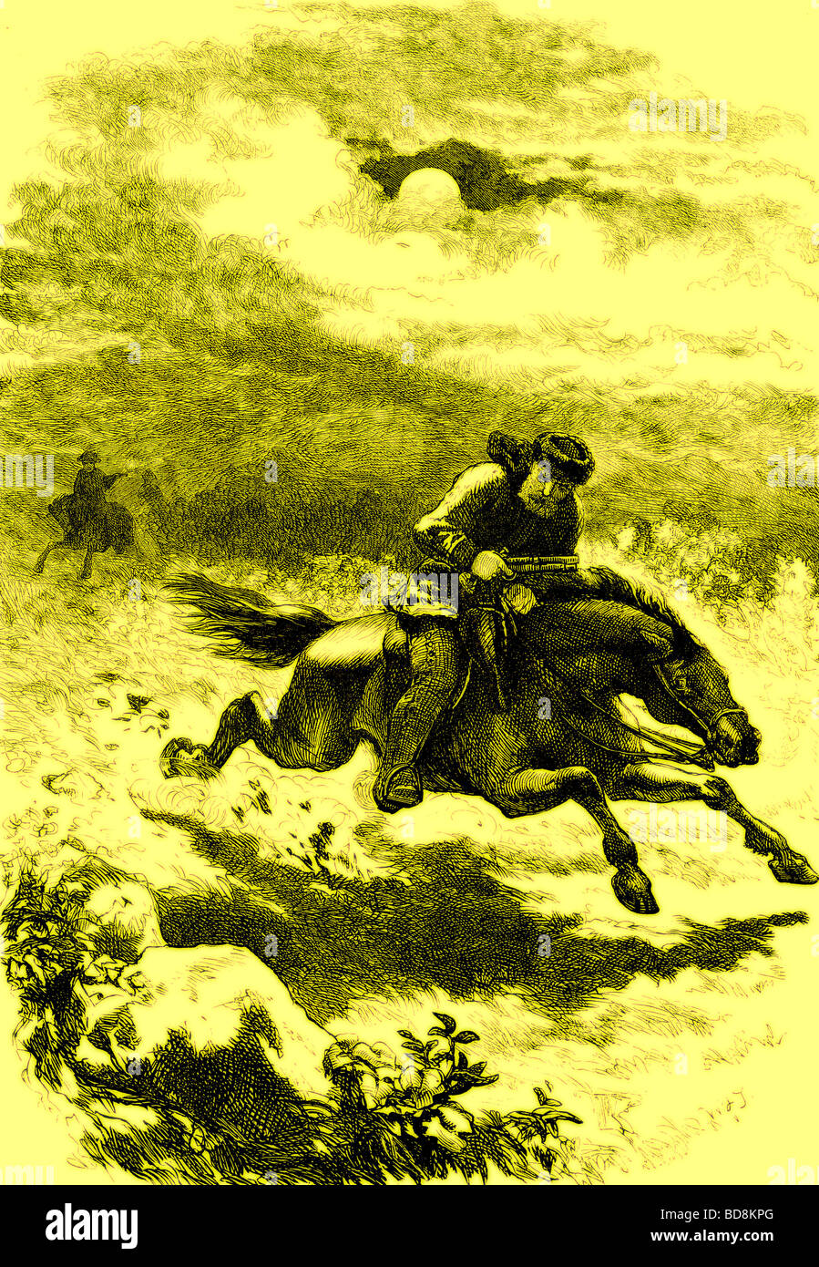 Verfolgung von Paul Revere die Scout-Abbildung von Cassell s Geschichte der Vereinigten Staaten von Edward Ollier C 1900 Stockfoto