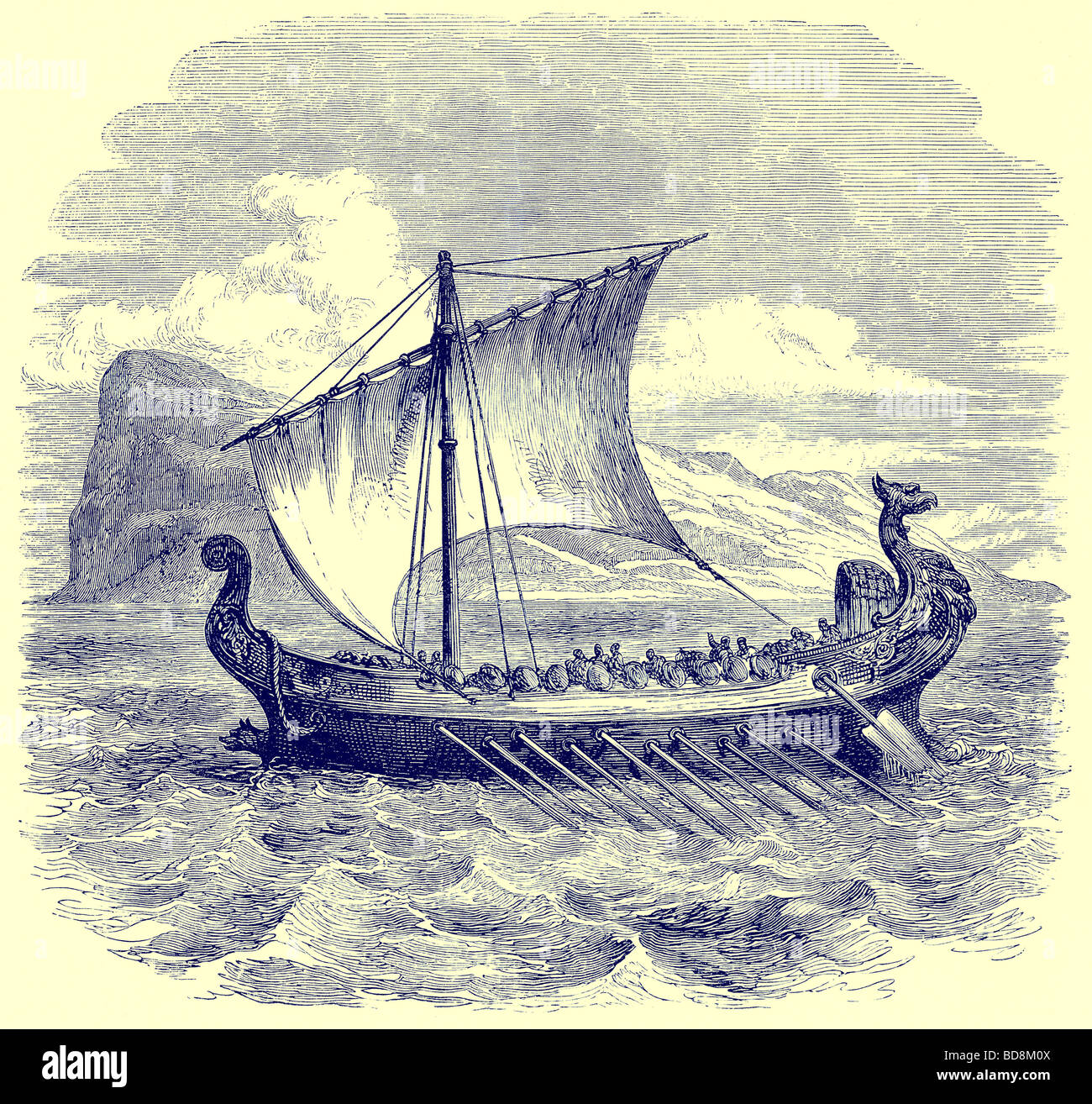 Eine phönizische Galeere Darstellung von Meer-Bilder von James Macaulay religiöses Traktat-Gesellschaft C 1880 Stockfoto