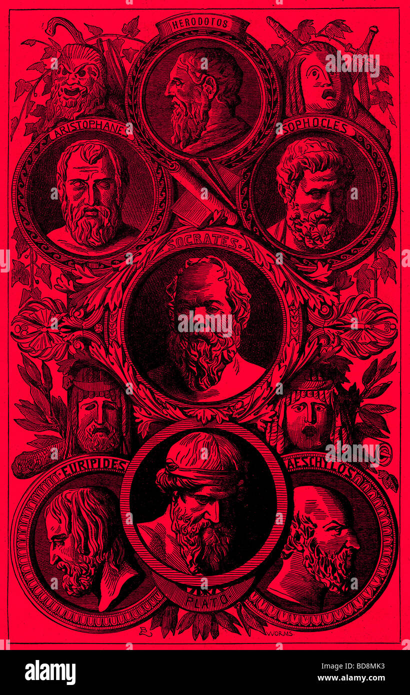 Historiker, Philosophen und Dramatiker des antiken Griechenlands Stockfoto