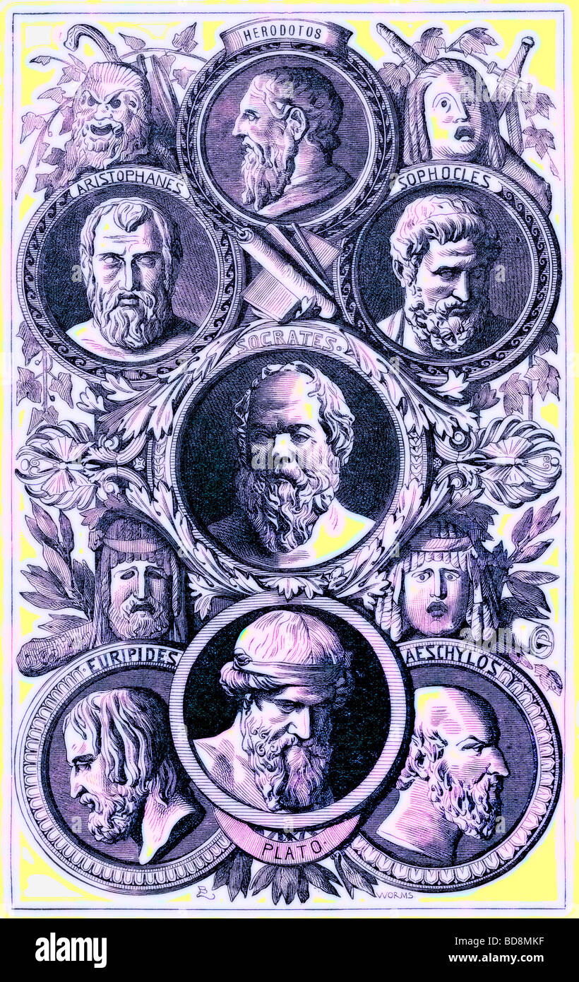 Historiker, Philosophen und Dramatiker des antiken Griechenlands Stockfoto