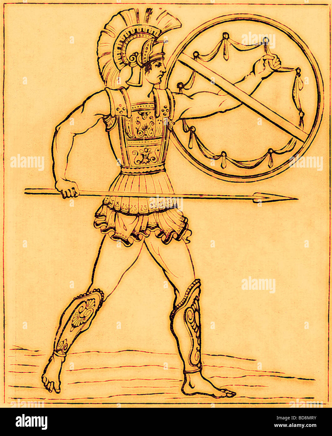 Eine griechische Krieger Illustration aus der illustrierten Geschichte der Welt Ward Lock C 1880 Stockfoto