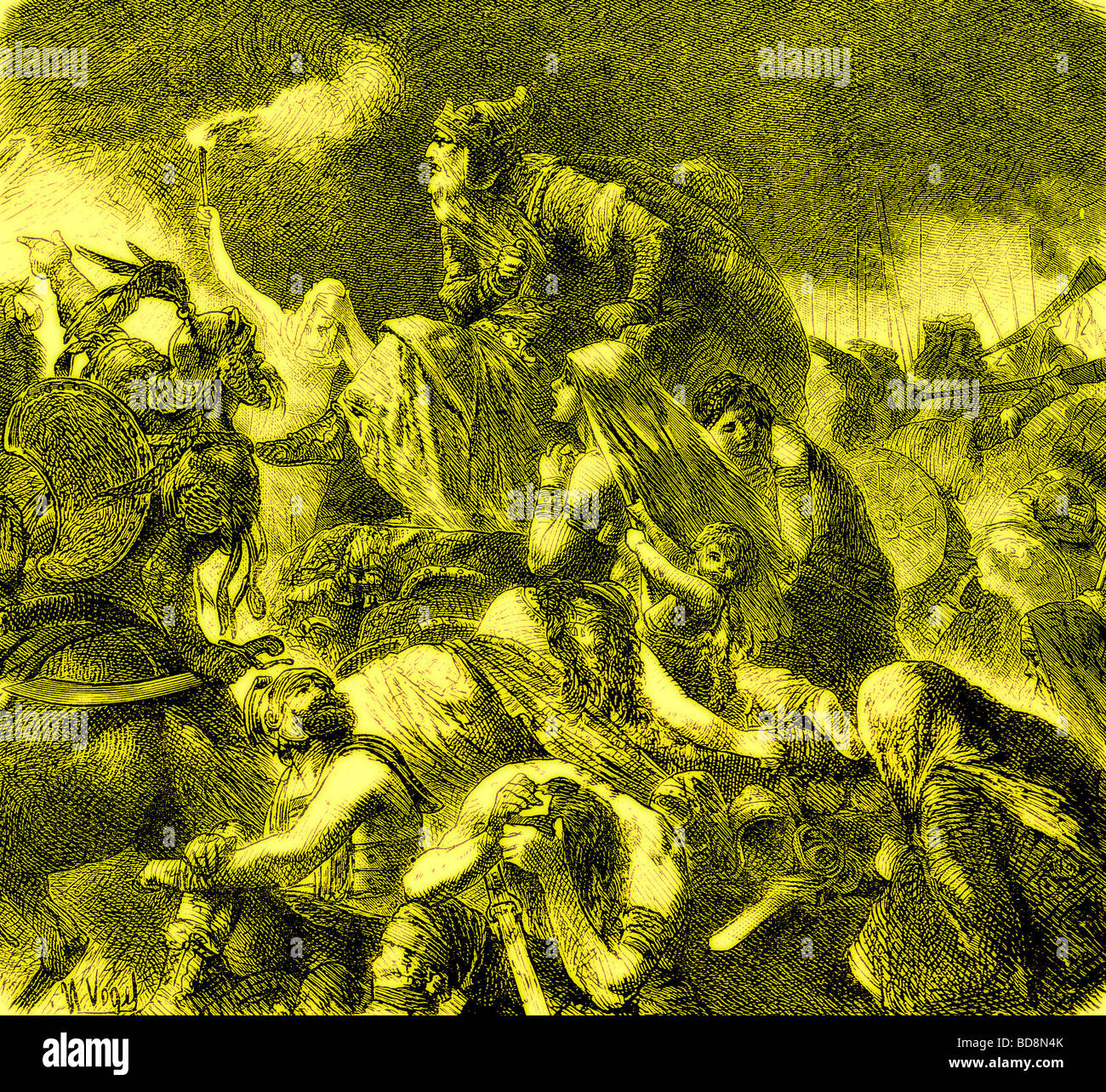 Attila in der Schlacht von Chalons Illustration aus der illustrierten Geschichte der Welt Ward Lock C 1880 Stockfoto