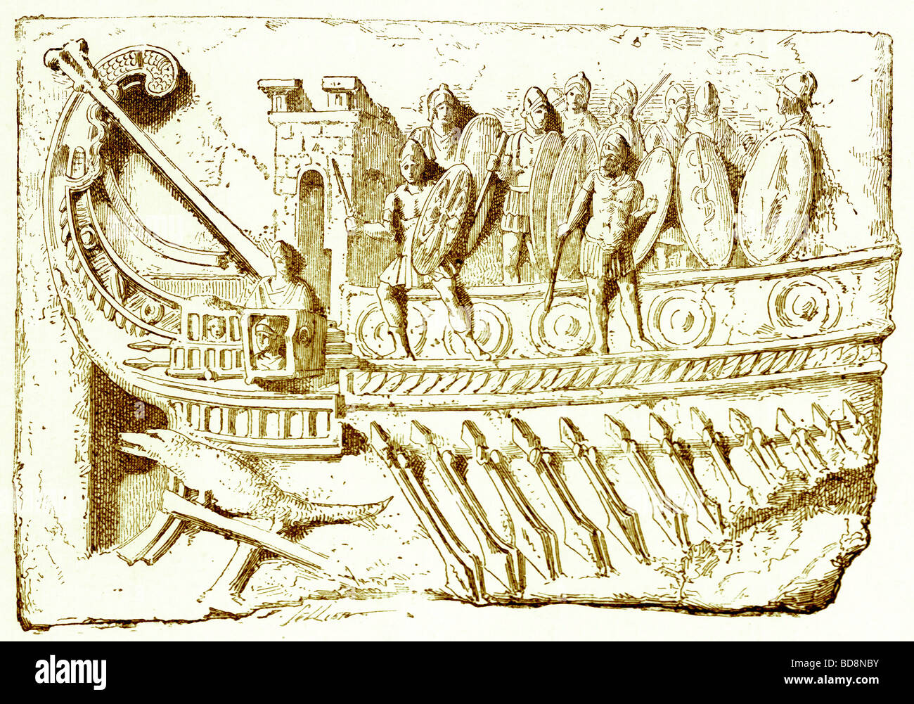 Römische Galeere Illustration aus der Geschichte Roms durch Victor