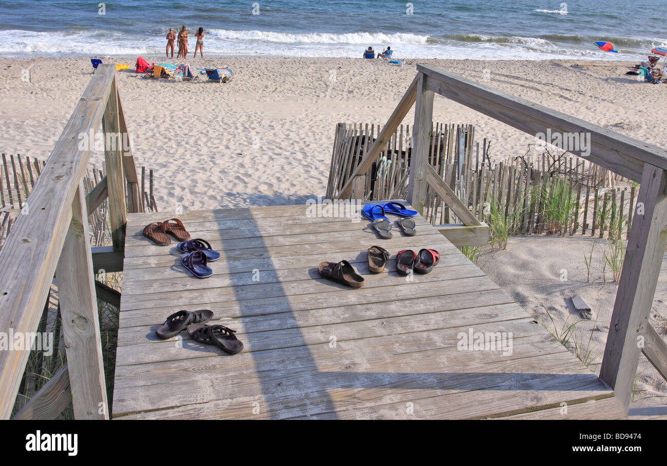 Fußweg zum Strand, Fire Island, Long Island NY Stockfoto