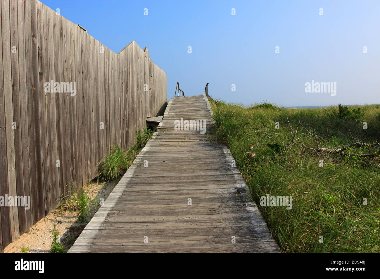 Fußweg zum Meer Strand, Fire Island, Long Island NY Stockfoto