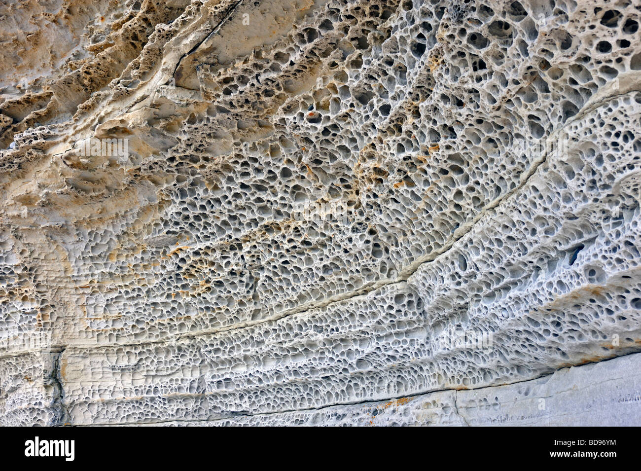 Ausgewaschene Felsformationen. Elgol, Strathaird, Isle Of Skye, innere Hebriden, Schottland, Vereinigtes Königreich, Europa. Stockfoto