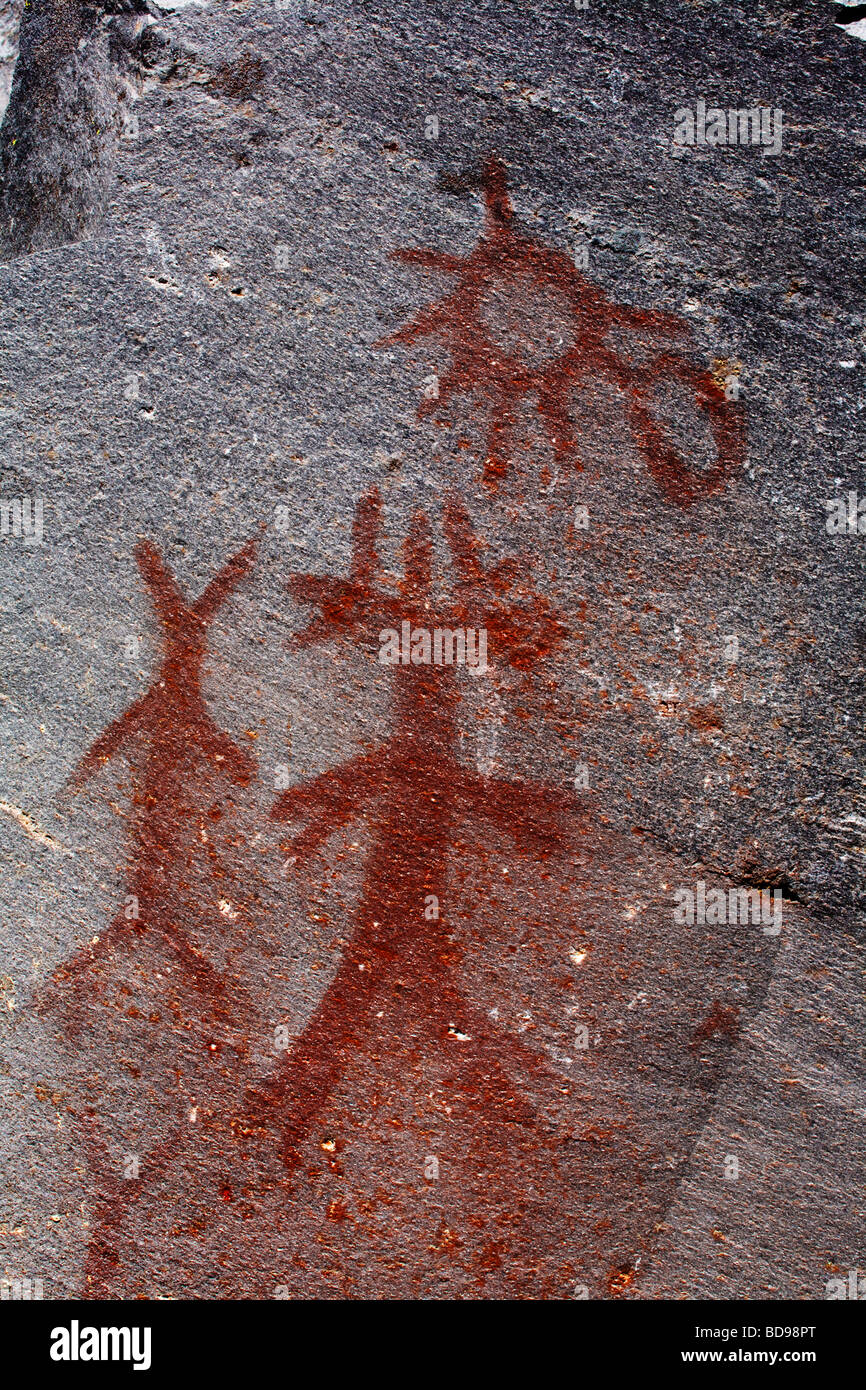 Indianische Petroglyphen in den Cascade Mountains von Zentral-Oregon Stockfoto