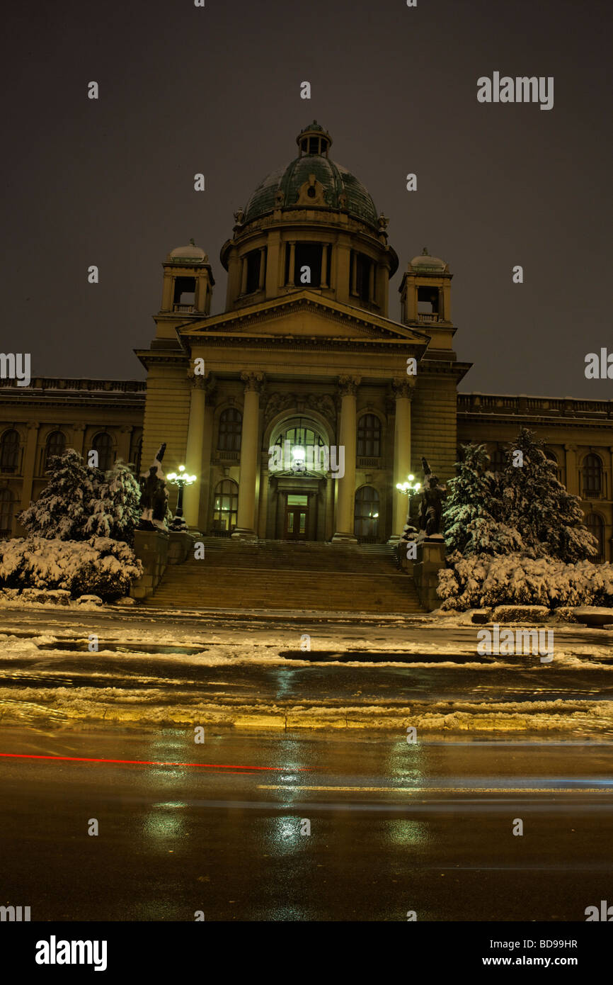 Belgrad-Winternacht Stockfoto