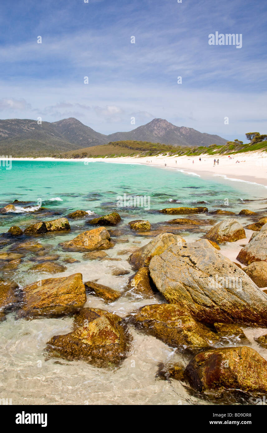 Der Strand von Wineglass Bay Freycinet National Park Tasmanien Australien Stockfoto