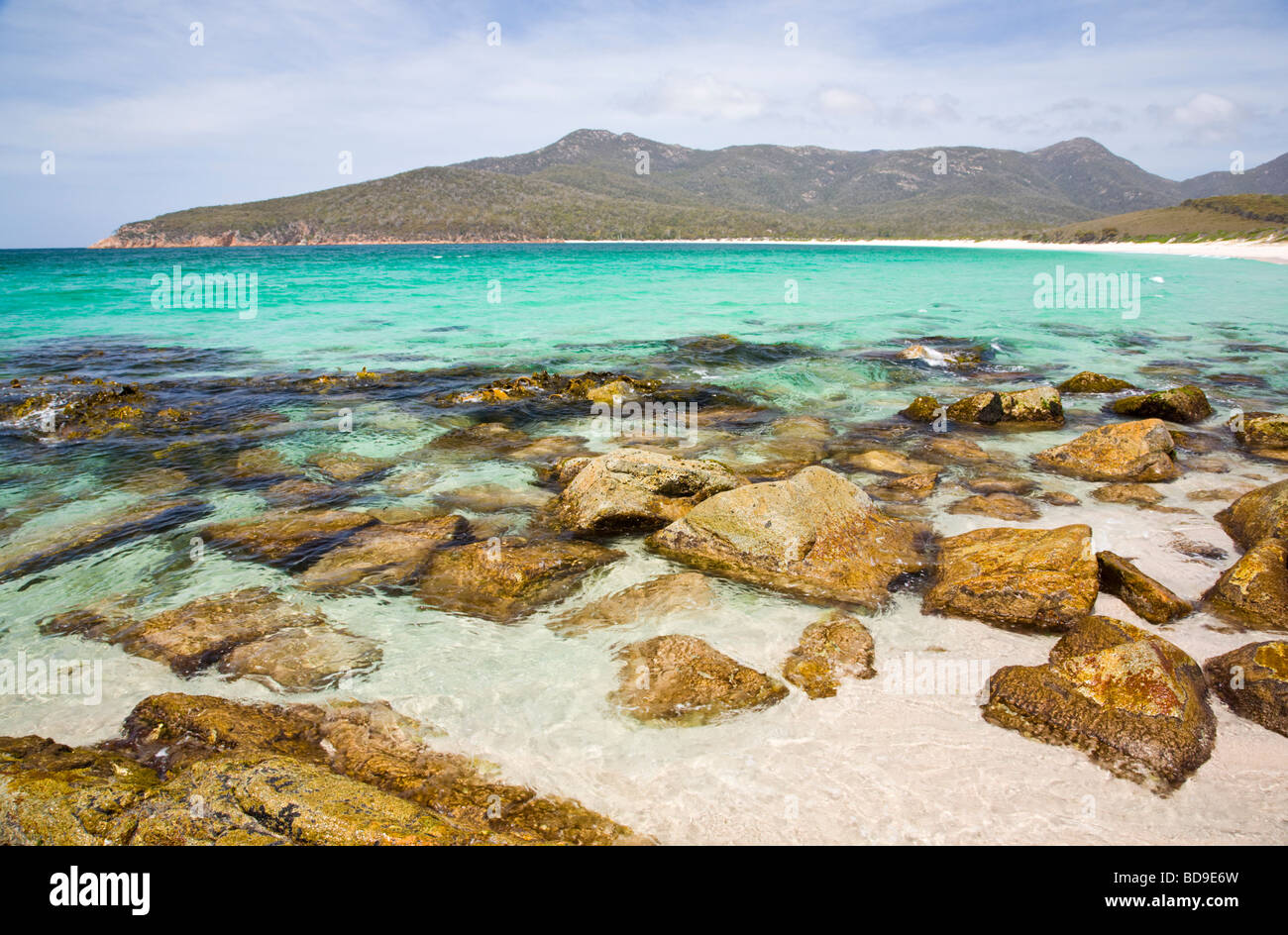 Der Strand von Wineglass Bay Freycinet National Park Tasmanien Australien Stockfoto