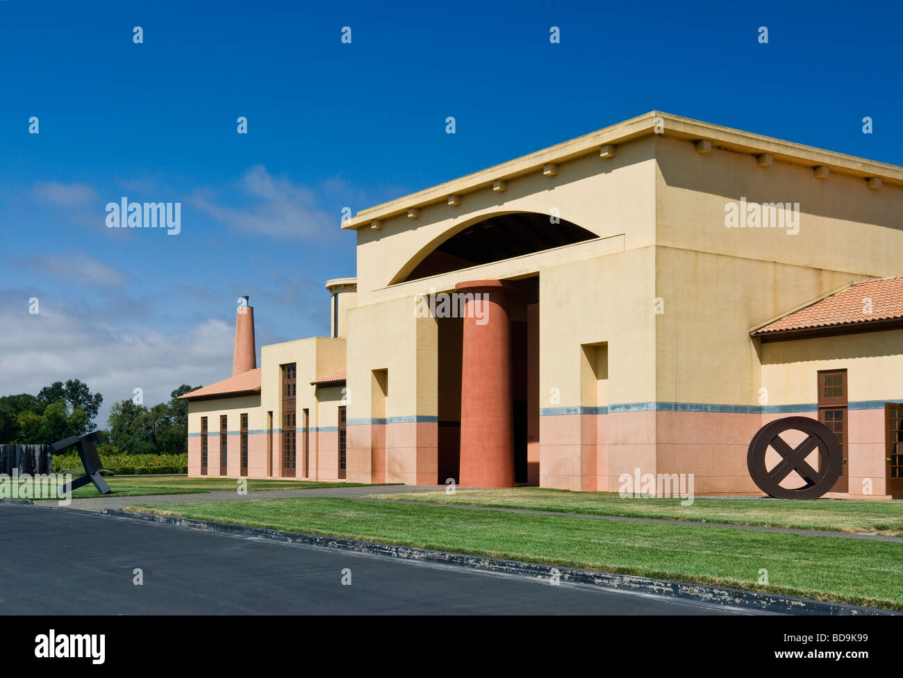 Clos Pegase Weingut, Calistoga, Napa Valley, Kalifornien, Michael Graves, Architekt. Stockfoto