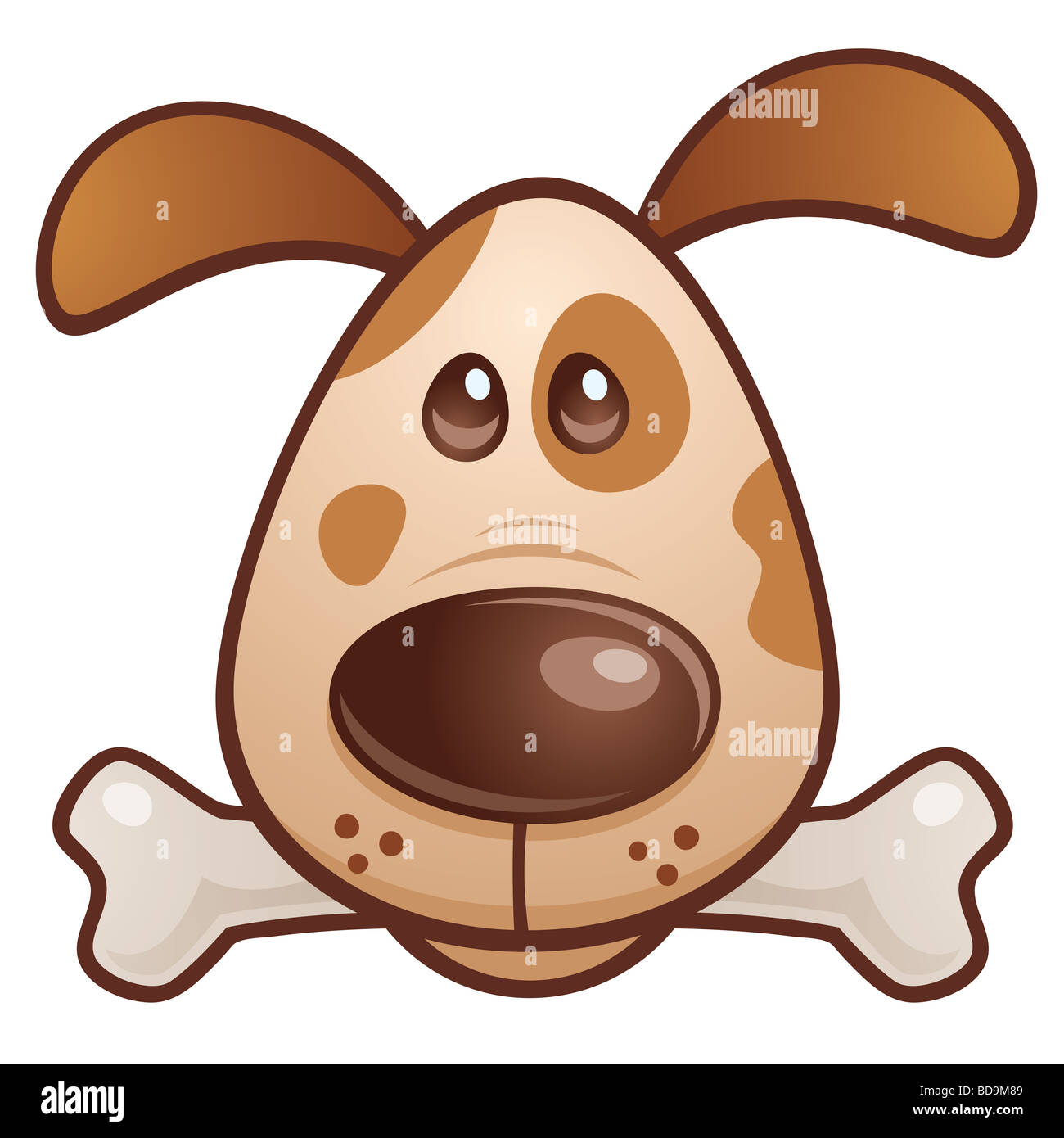Vektor-Cartoon Illustration einen niedlichen Welpen Hund mit einem Knochen in den Mund. Stockfoto